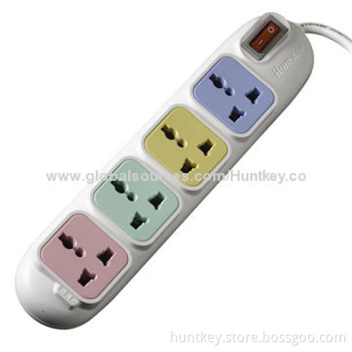 Universal power strip with four independent switches, 2 colors available